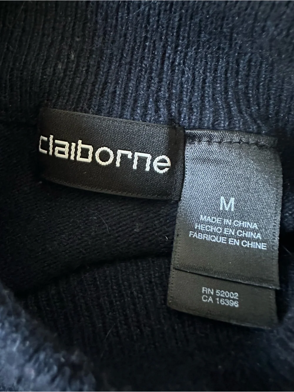Claiborne Lambswool Angora Cashmere Blend Crewneck Sweater Navy Medium